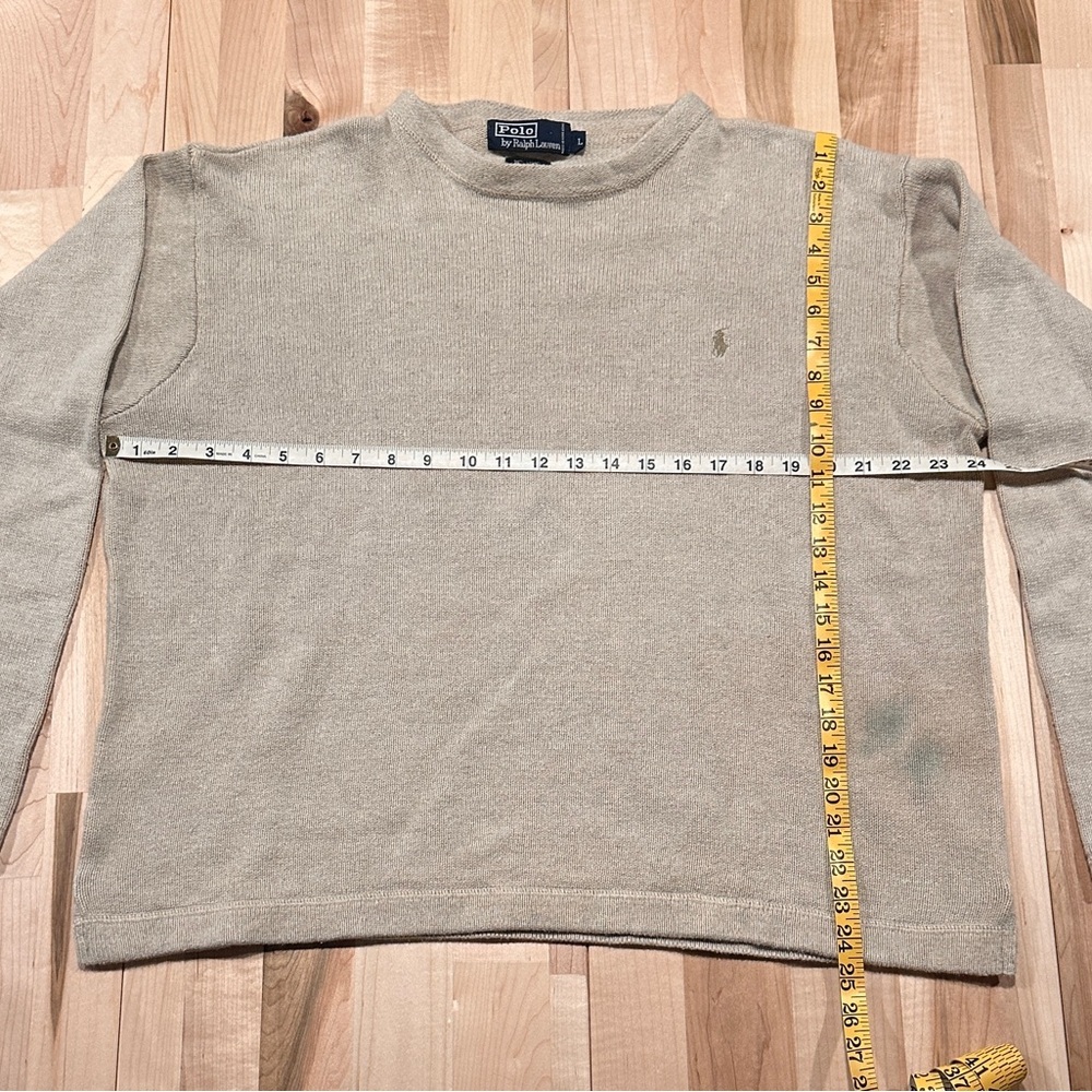 Linen and Cotton Polo by Ralph Lauren Men's Tan Crewneck Sweater